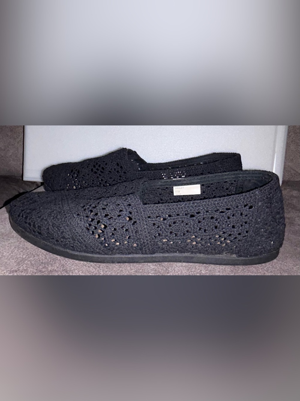Black Crochet Slip-On Flats